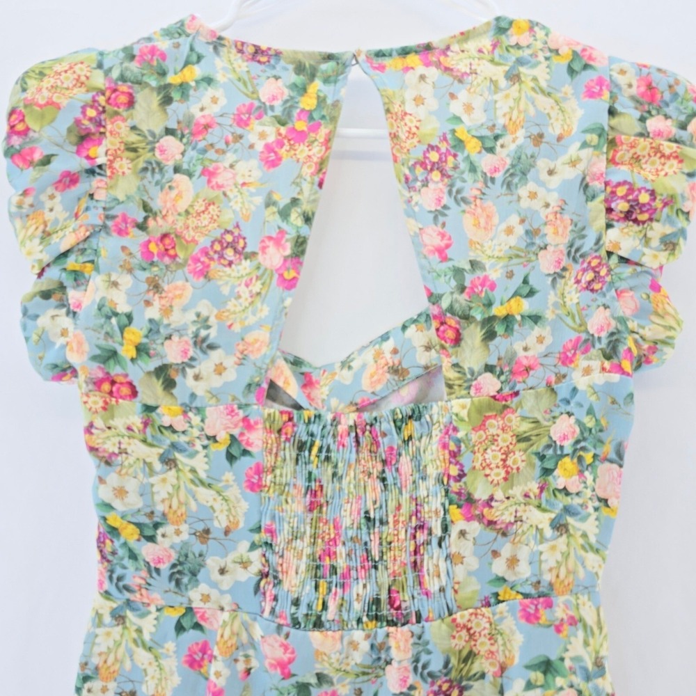 Zara Floral Mini Dress Womens M Forest Fairy Prairiecore Whimsical Coquette Y2K - Picture 10 of 13